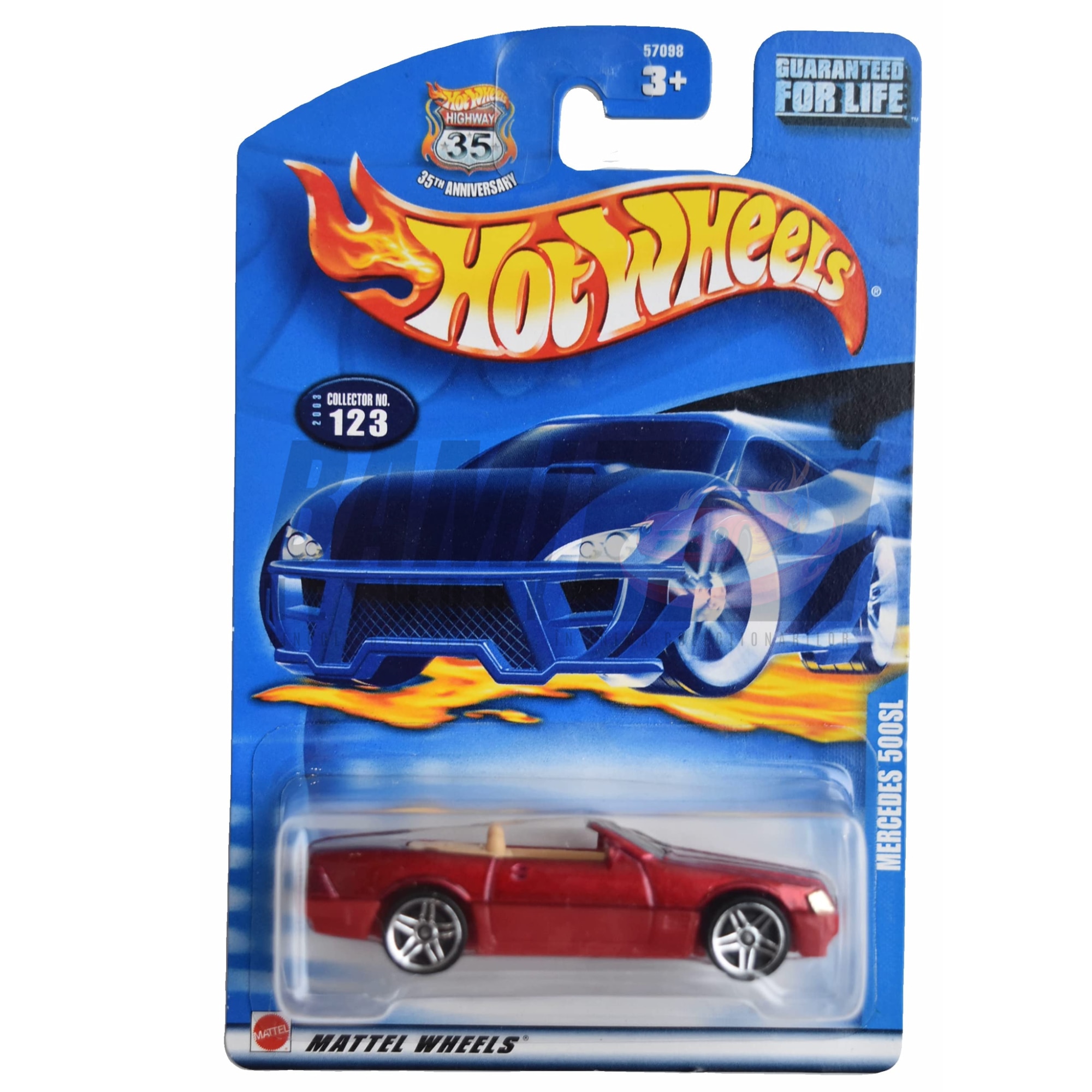 Masinuta Metalica Hot Wheels Mercedes 500 SL, Highway 35th Anniversary 2003, Rosu, 1:64