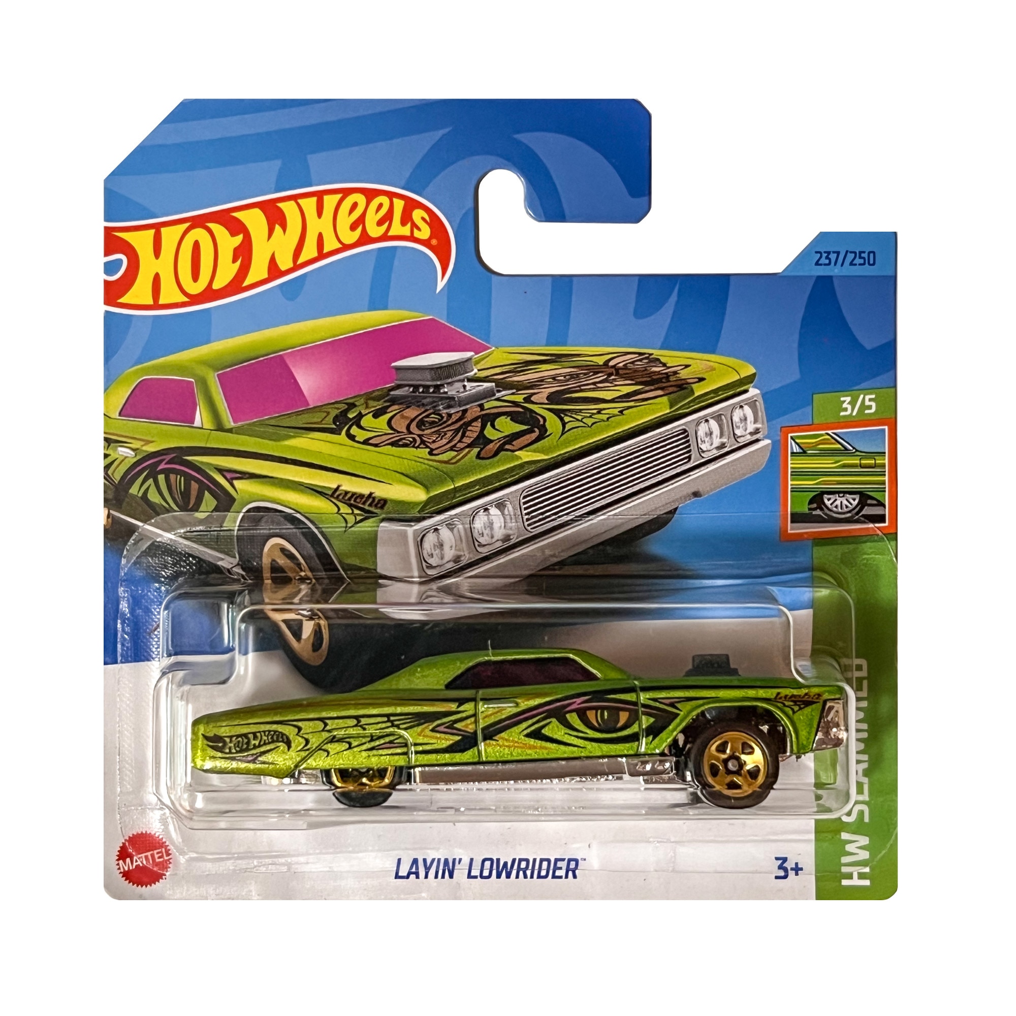 Masinuta metalica Hot Wheels, Layin' Lowrider, 1:64, Verde