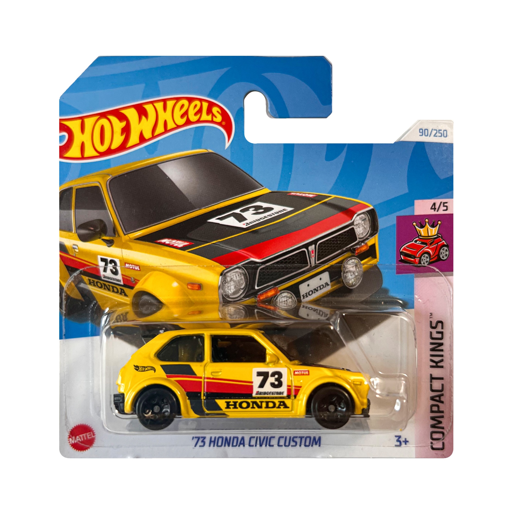 Masinuta Hot Wheels Honda Civic Custom '73, galben, 1:64