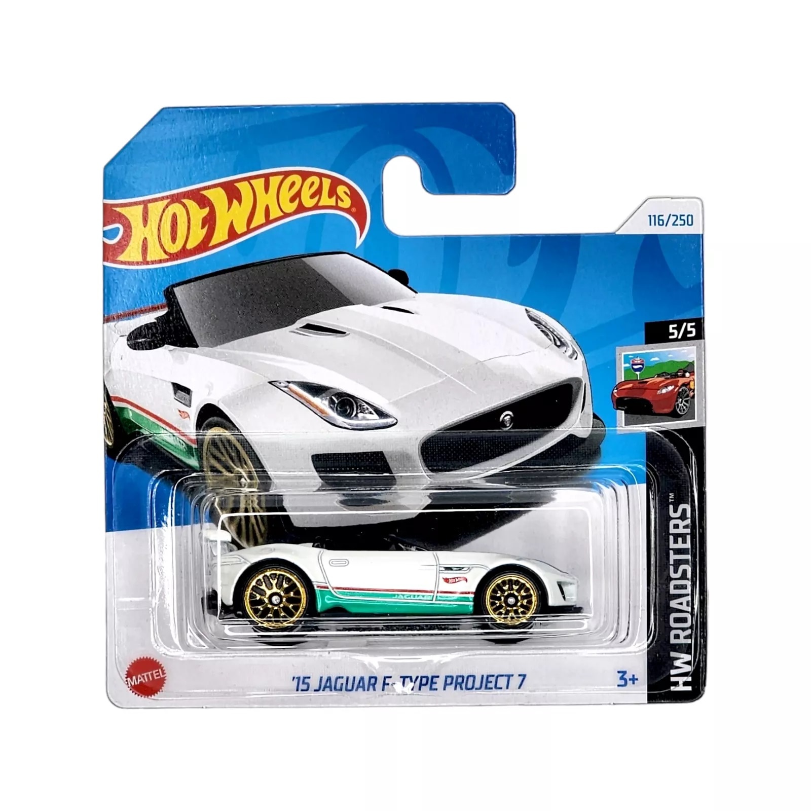 Masinuta metalica Hot Wheels, 15 Jaguar F-Type Project 7, 1:64, Alb