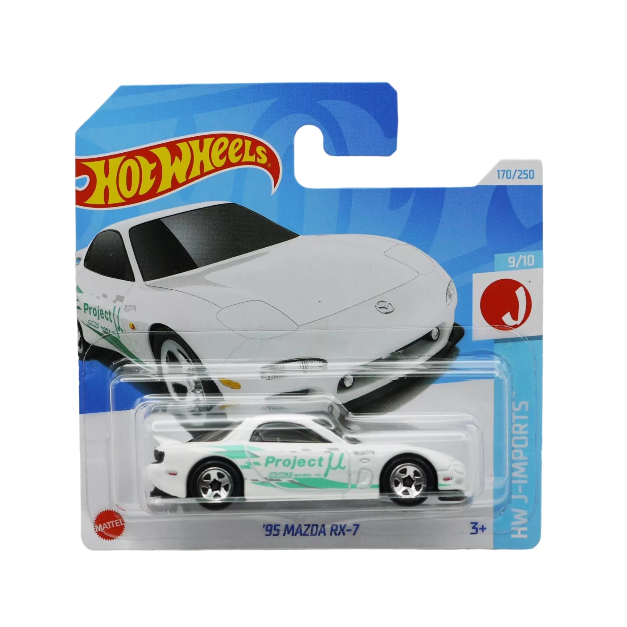 Masinuta Hot Wheels '95 Mazda RX-7, alb, 1:64 - Model 2024