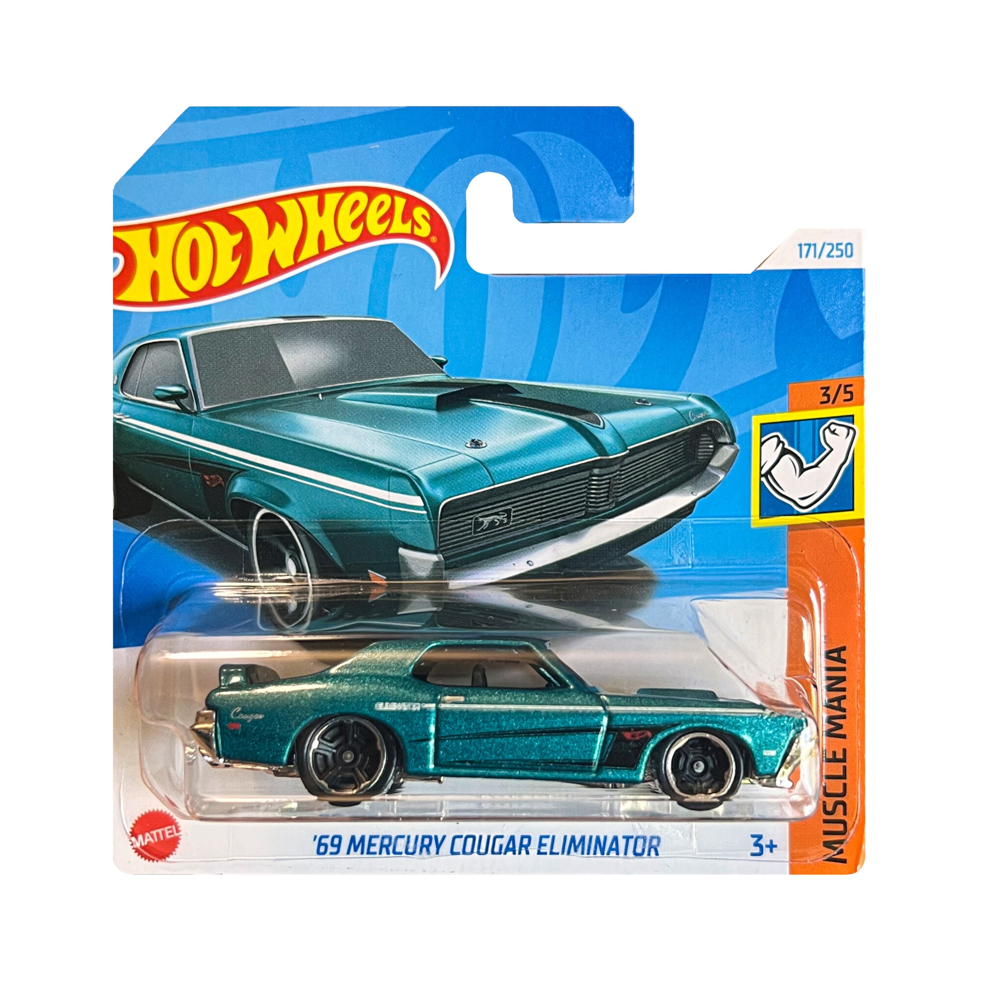 Masinuta metalica Hot Wheels, '69 Mercury Cougar Eliminator, 1:64, Albastru