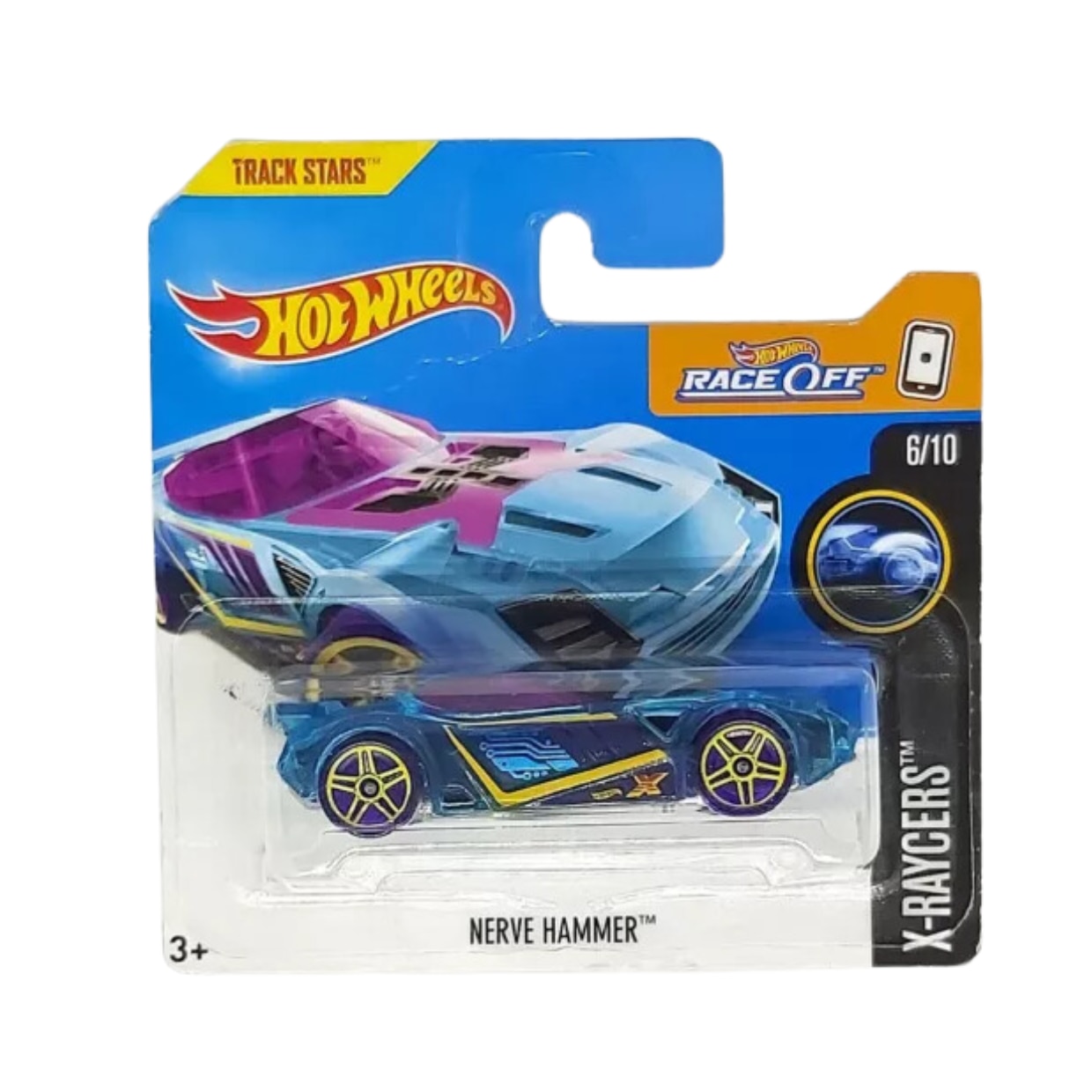 Masinuta Metalica Hot Wheels, Nerve Hammer, Colectia X-Raycers - Editia 2017, Albastru, 1:64
