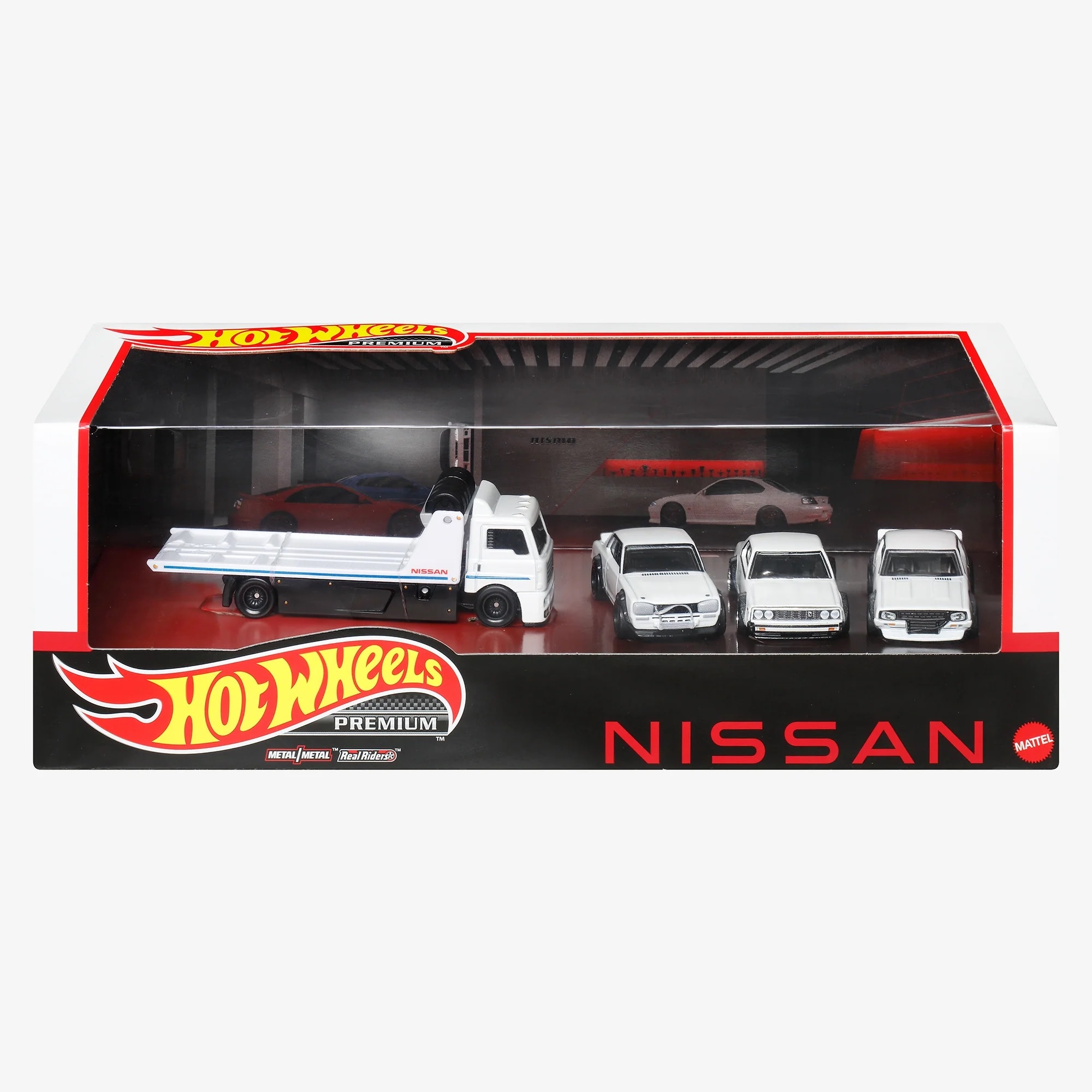 Set 4 masinute Hot Wheels Premium Collector, Nissan Skyline GT-R, 1:64, Alb