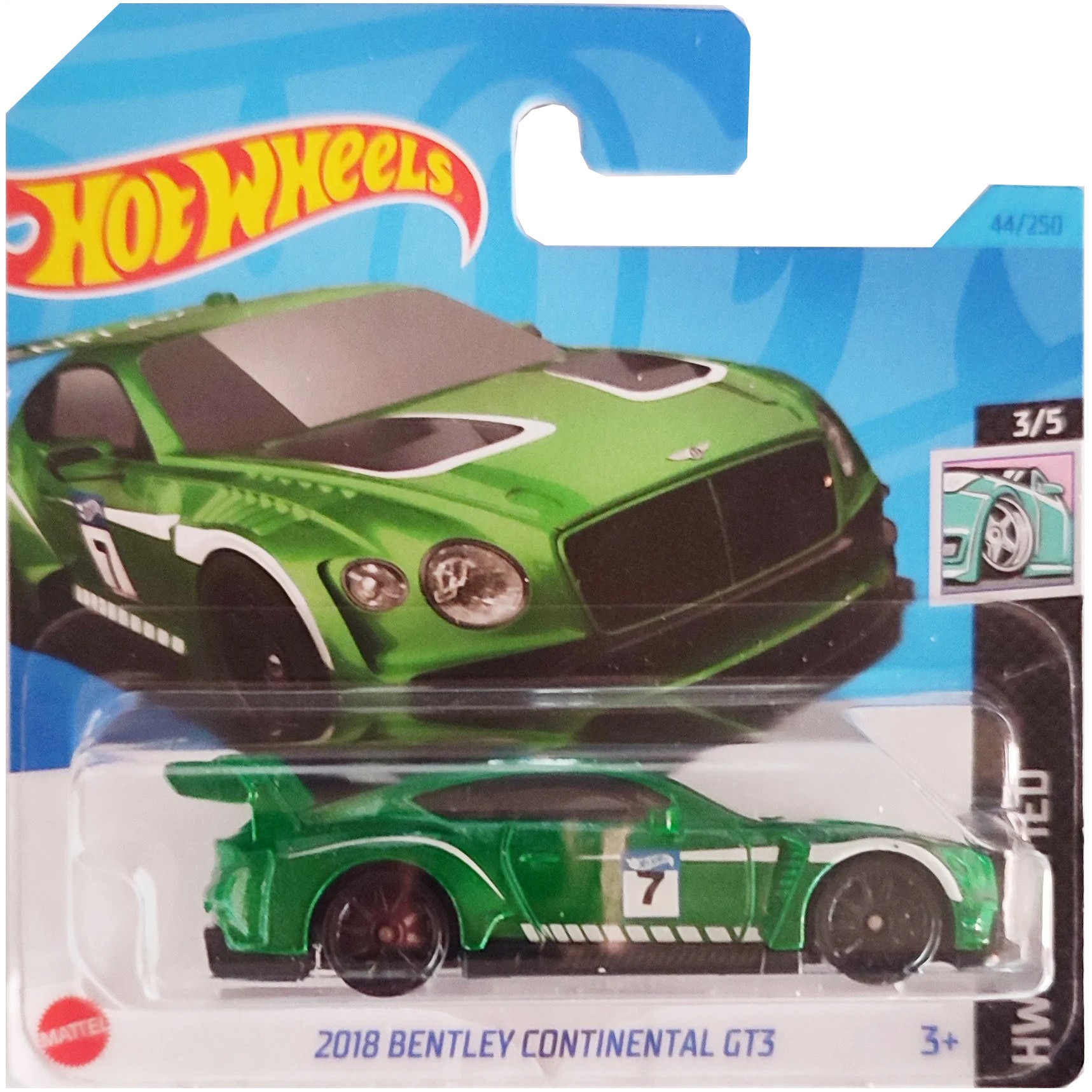 Masinuta metalica Hot Wheels, 2018 Bentley Continental GT3, 1:64, Verde