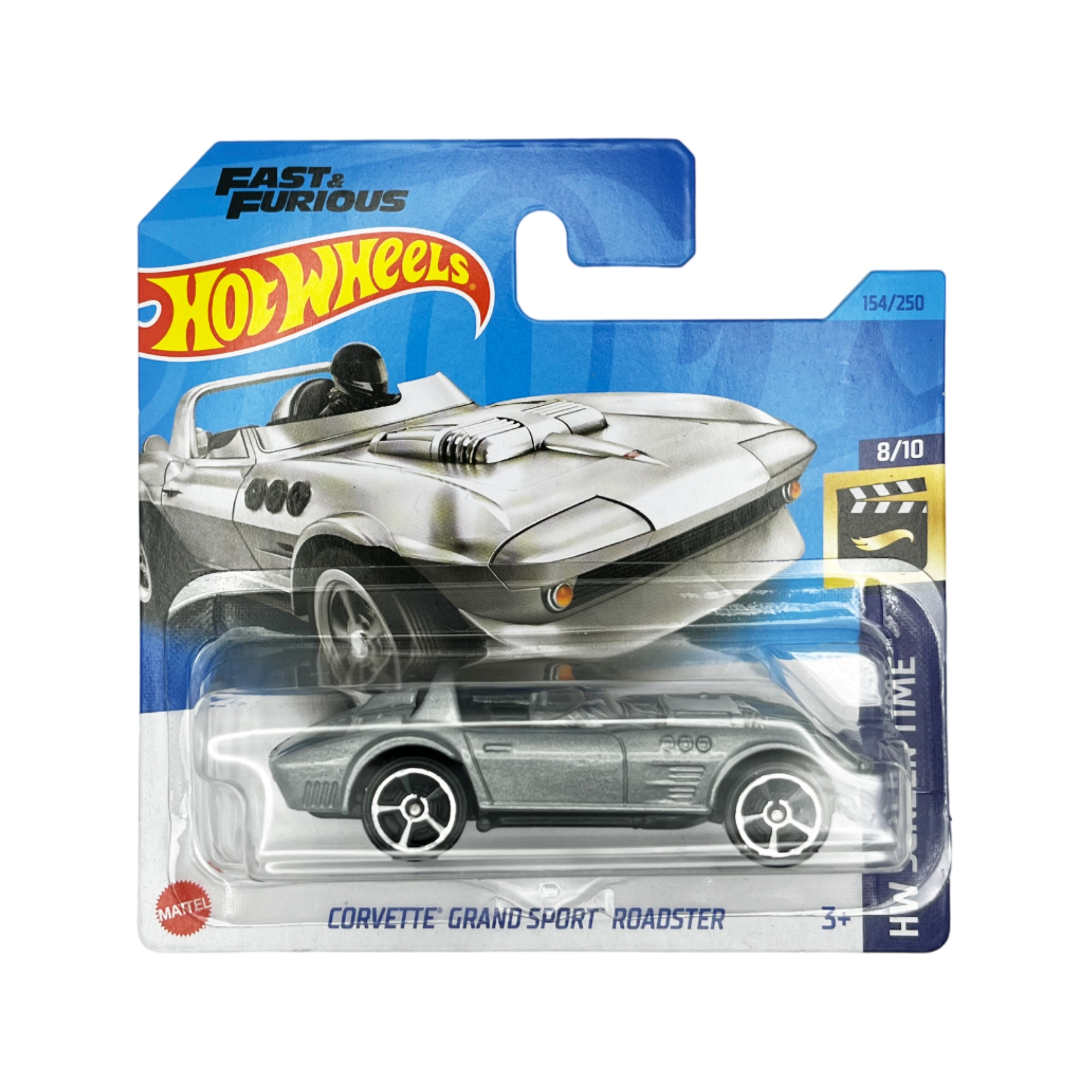 Masinuta metalica Hot Wheels Corvette Grand Sport Roadster, gri, 1:64