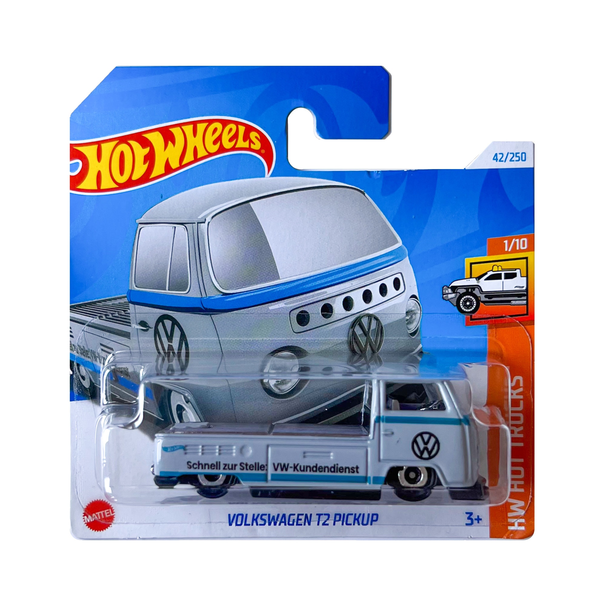 Masinuta Hot Wheels, Volkswagen T2 Pickup, Gri si Albastru, 1:64