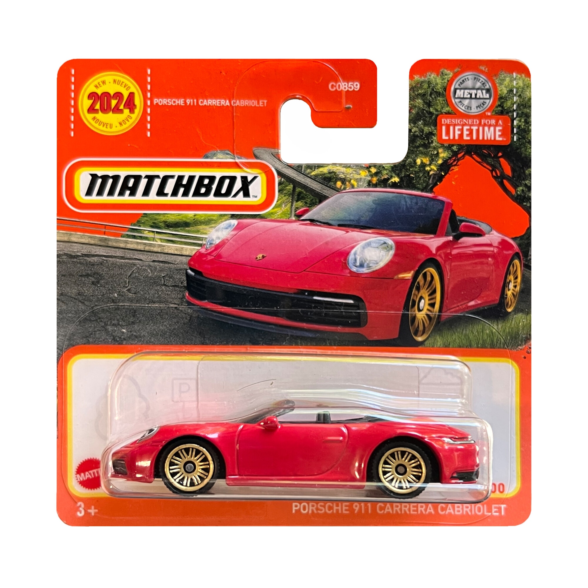 Macheta metalica Matchbox, Porsche Carrera Cabriolet, 1:64, Rosu