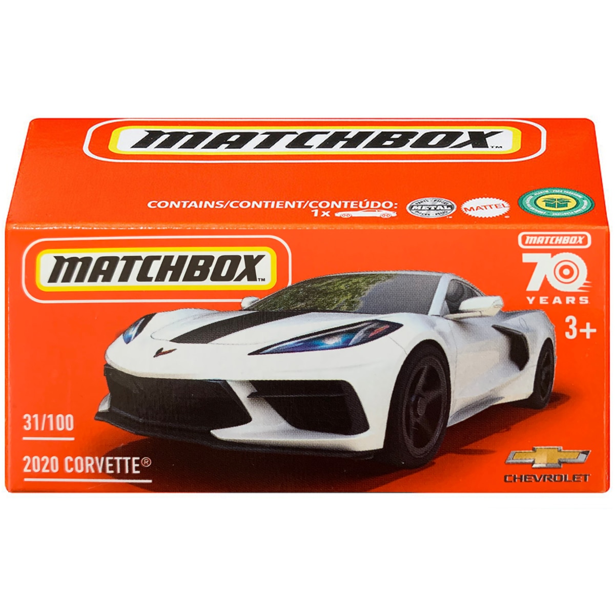 Masinuta metalica Matchbox, 2020 Corvette, Colectia 2023, 1:64, Alb