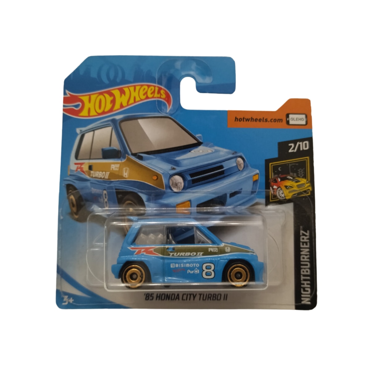 Masinuta Metalica Hot Wheels, 85 Honda CITY TURBO II, Colectia Nightburnerz - Editia 2019, Albastru, 1:64