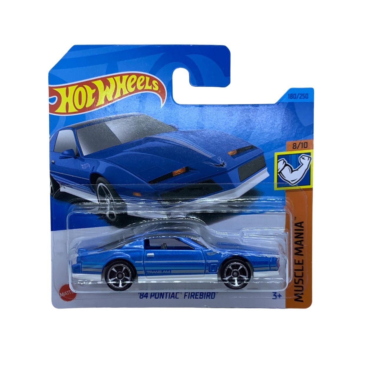 Masinuta Metalica Hot Wheels, 84 Pontiac Firebird, Colectia Muscle Mania - 2023, Albastru, 1:64