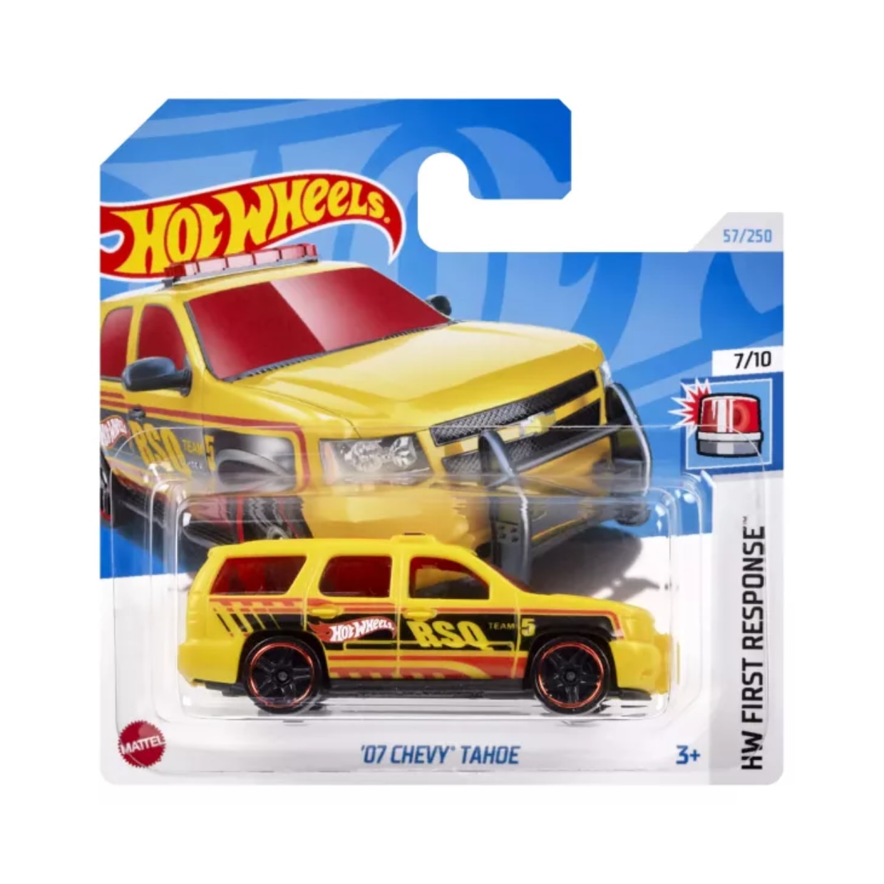 Masinuta Metalica Hot Wheels, 07 Chevy Tahoe, Colectia HW First Response - Editia 2024, Galben, 1:64