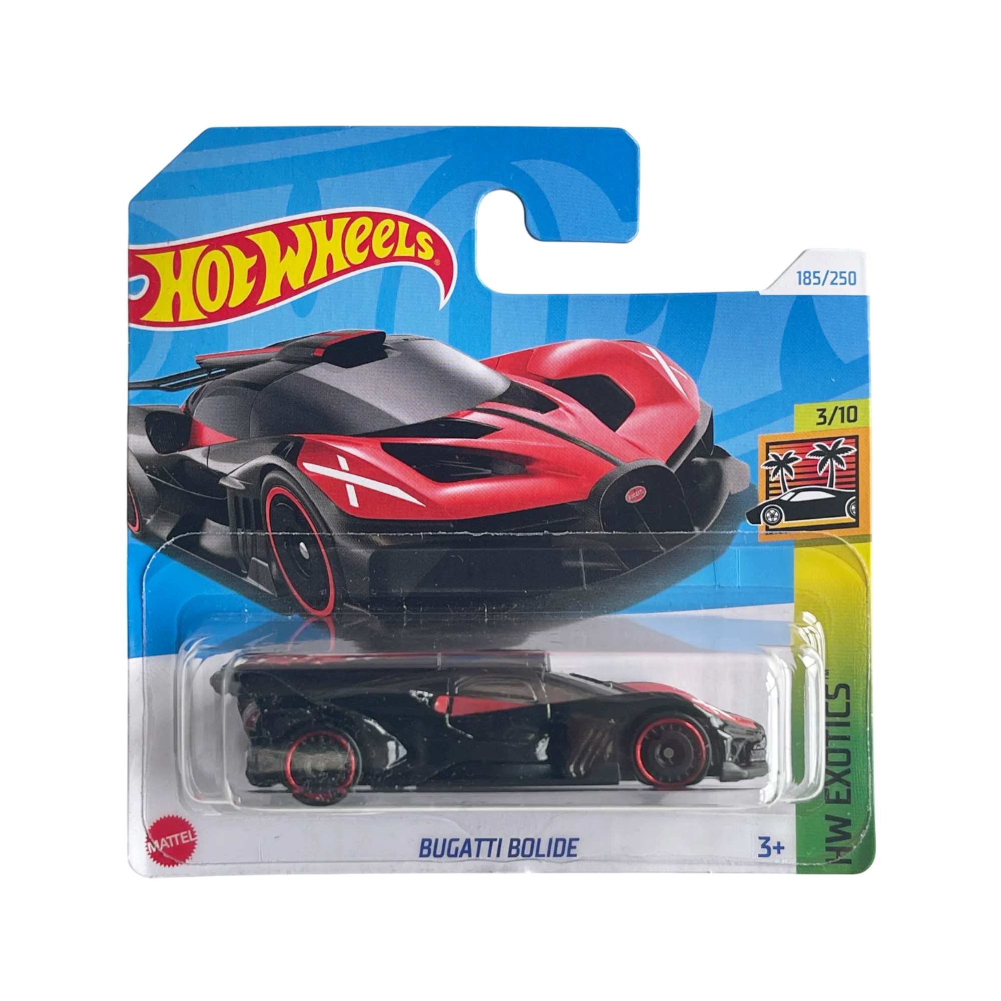Masinuta Hot Wheels Bugatti Bolide, negru - rosu, 1:64