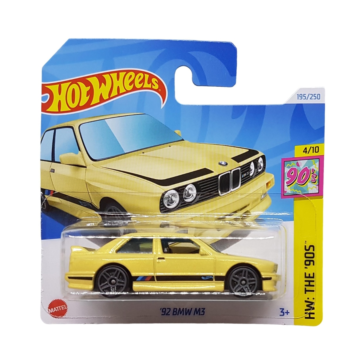 Masinuta Metalica Hot Wheels, 92 BMW M3, Colectia HW:The 90's - Editia 2024, Galben, 1:64