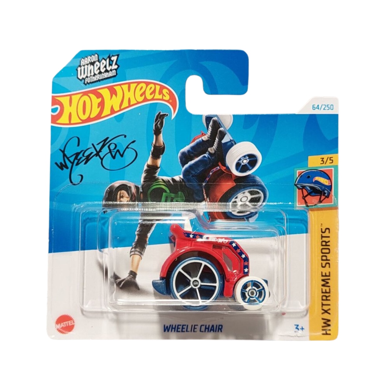Masinuta Metalica Hot Wheels, Wheelie Chair, Colectia HW Xtreme Sports - Editia 2024, Rosu, 1:64