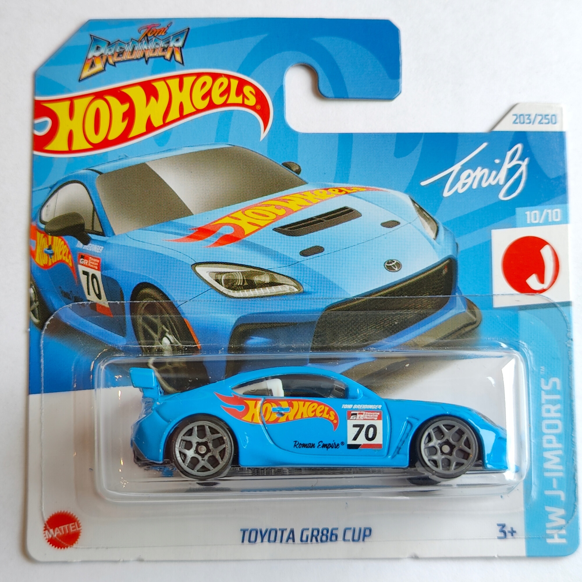 Masinuta metalica Hot Wheels, Toyota GR86 Cup Toni Breidinger, Colectia J-Imports, Editia 2024, 1:64, Albastru