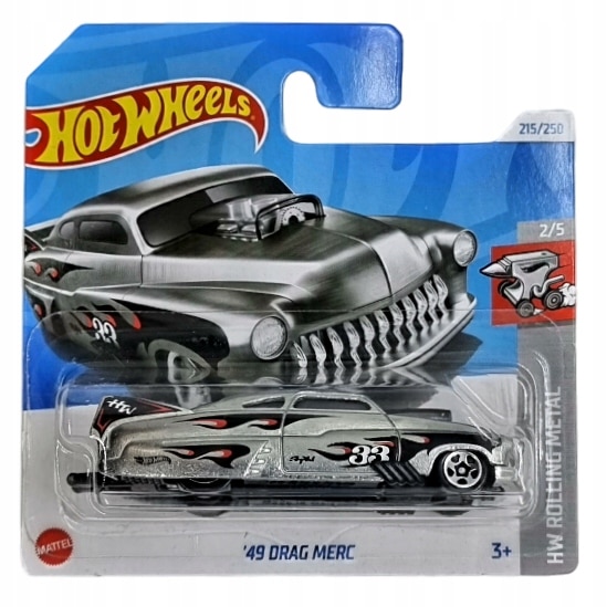 Masinuta metalica Hot Wheels, '49 Drag Merc, Colectia Rolling Metal, Editia 2024, 1:64, Argintiu