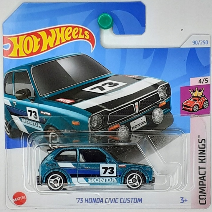Masinuta metalica Hot Wheels, '73 Honda Civic Custom, Colectia Compact Kings, Editia 2024, 1:64, verde