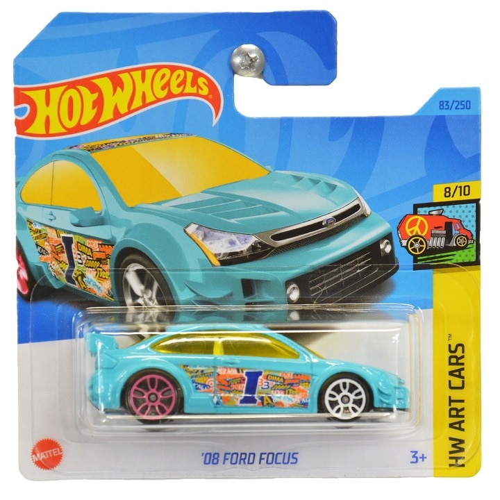 Masinuta metalica Hot Wheels, 2008 Ford Focus, seria HW Art Cars 2023, 1:64, albastru