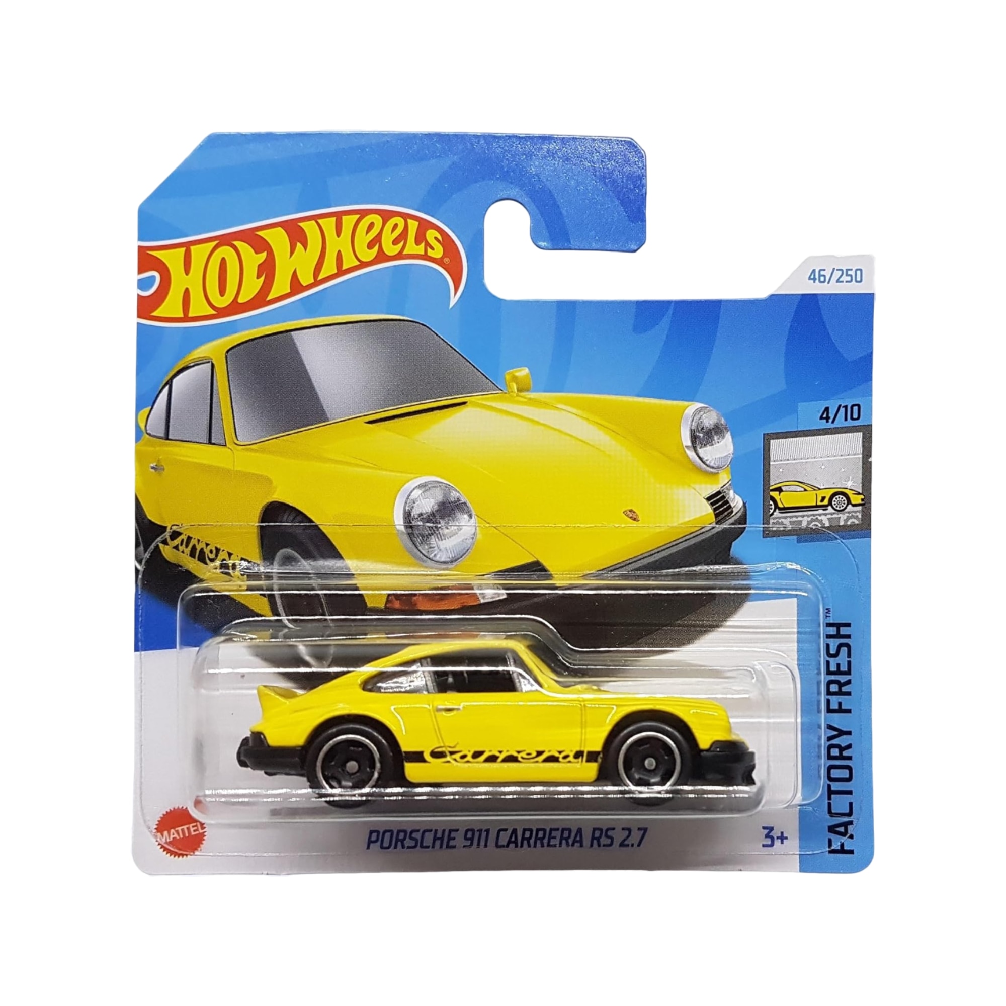 Masinuta Hot Wheels Porsche 911 Carrera RS 2.7, galben, 1:64