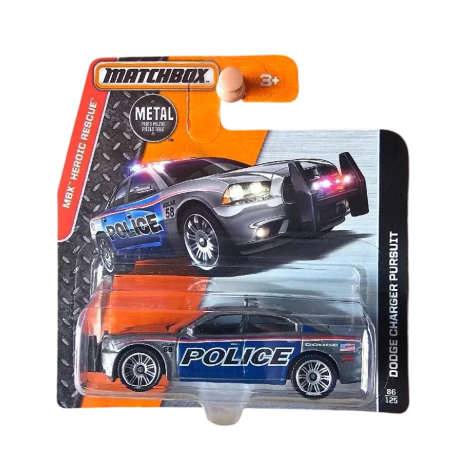 Masinuta metalica Matchbox, Dodge Charger Pursuit, Colectia MBX Heroic Rescue, Editia 2015, Gri, 1:64