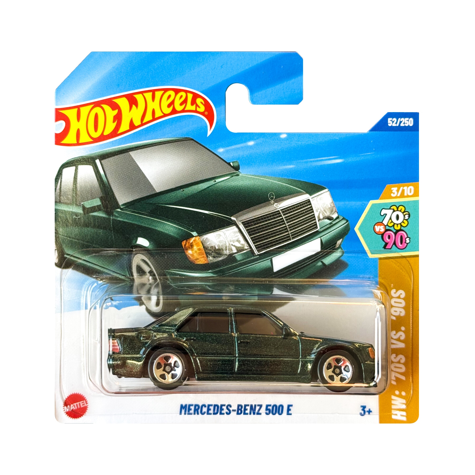 Masinuta Metalica Hot Wheels, Mercedes-Benz 500 E '70s vs. '90s, 1:64, Verde