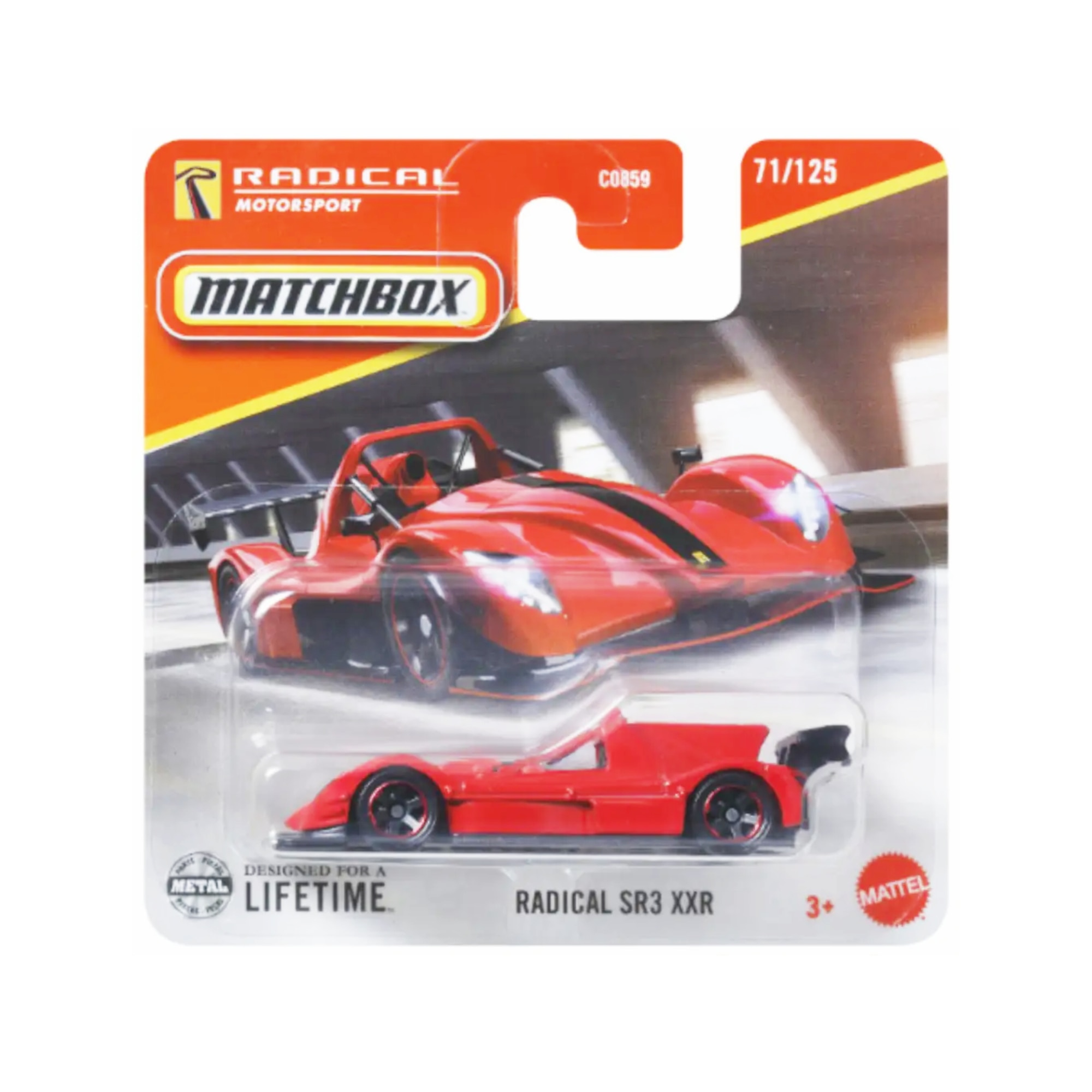 Masinuta Matchbox Radical SR3 XXR, rosu, scara 1/64 - model 2025