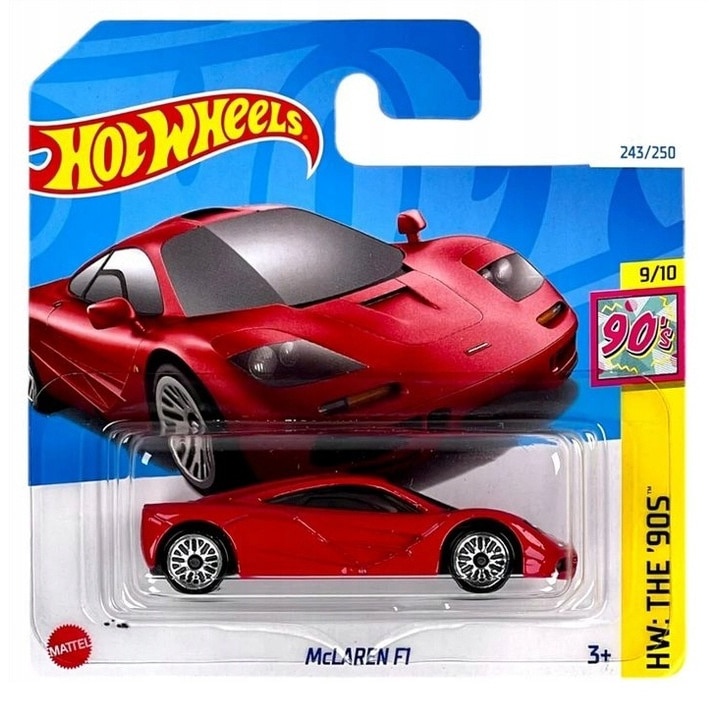 Masinuta metalica Hot Wheels, McLaren F1, Colectia HW The 90s, 2024, HTB11, rosu, 7 cm