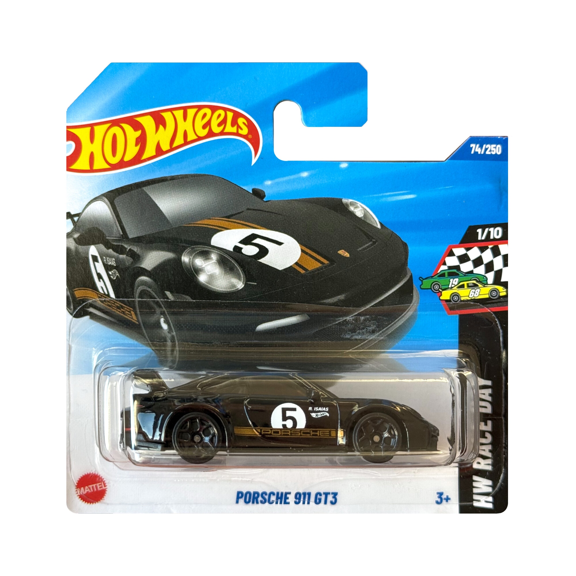 Masinuta Metalica Hot Wheels, Porsche 911 GT3, HW Race Day 2025, 1:64, Negru