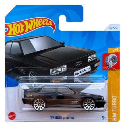 Masinuta Metalica Hot Wheels, '87 Audi Quattro HW Turbo, 1:64, Negru