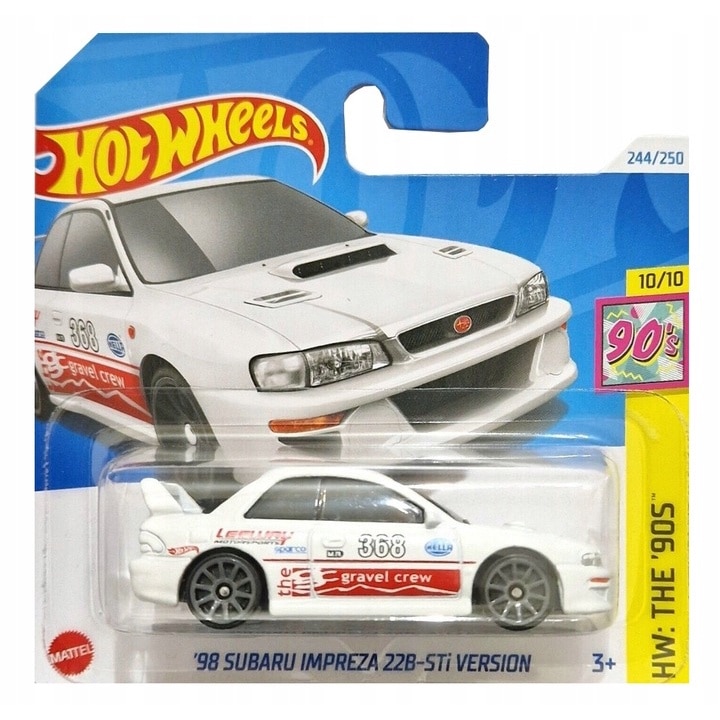 Masinuta metalica Hot Wheels, '98 Subaru Impreza 22B-STi Version, Colectia HW The 90s, 2024, HTB12, alb, 7 cm