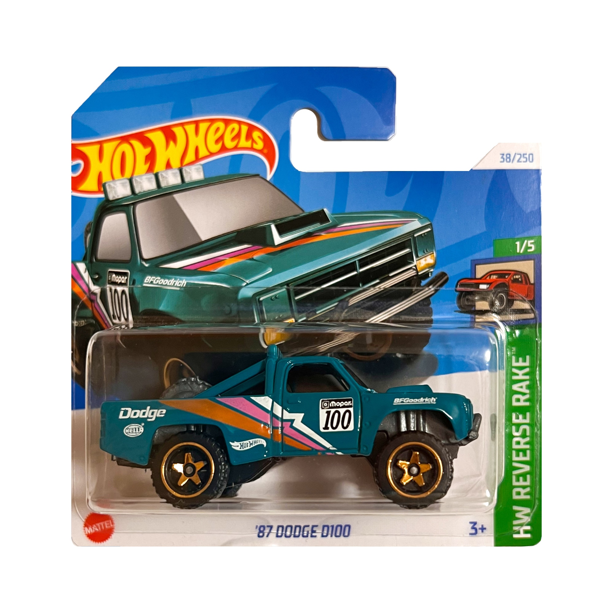 Masinuta metalica Hot Wheels, '87 Dodge D100, 1:64, Verde