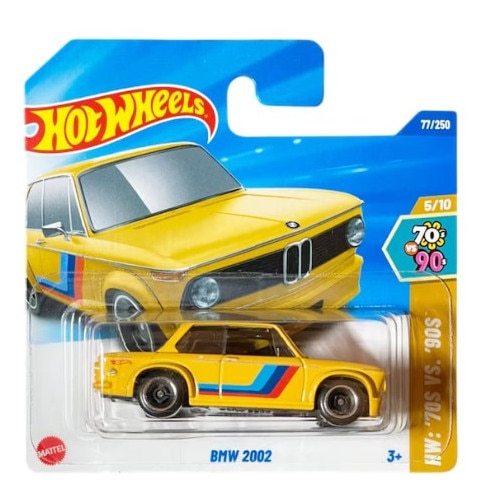 Masinuta Hot Wheels BMW 2002, Galben, 1:64 - model 2025, 70 vs 90