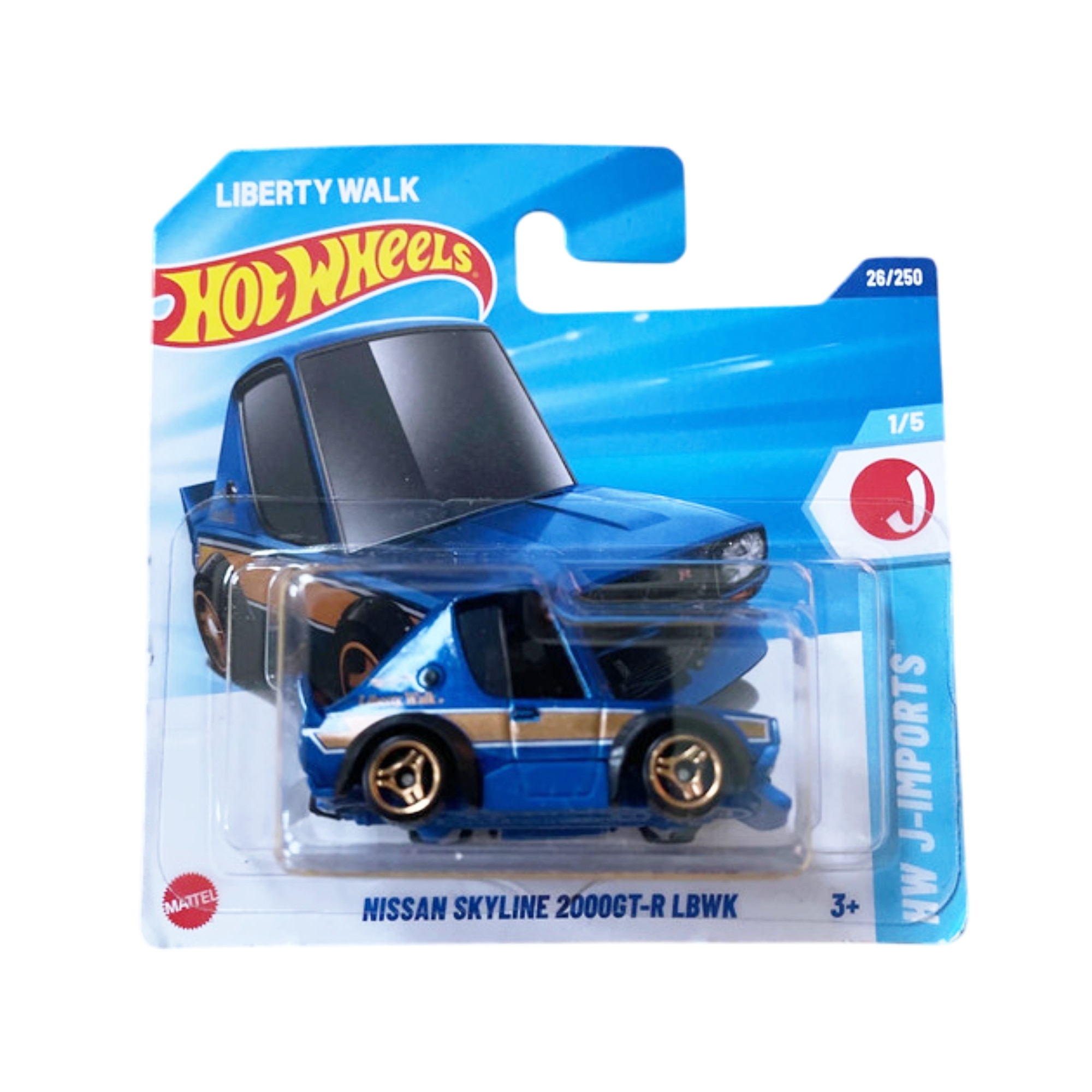 Masinuta Hot Wheels Nissan Skyline 2000GT-R LBWK, albastru, scara 1:64 - model 2025