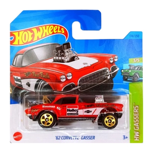 Masinuta Metalica Hot Wheels, 62 Corvette Gasser rosu in blister 1:64