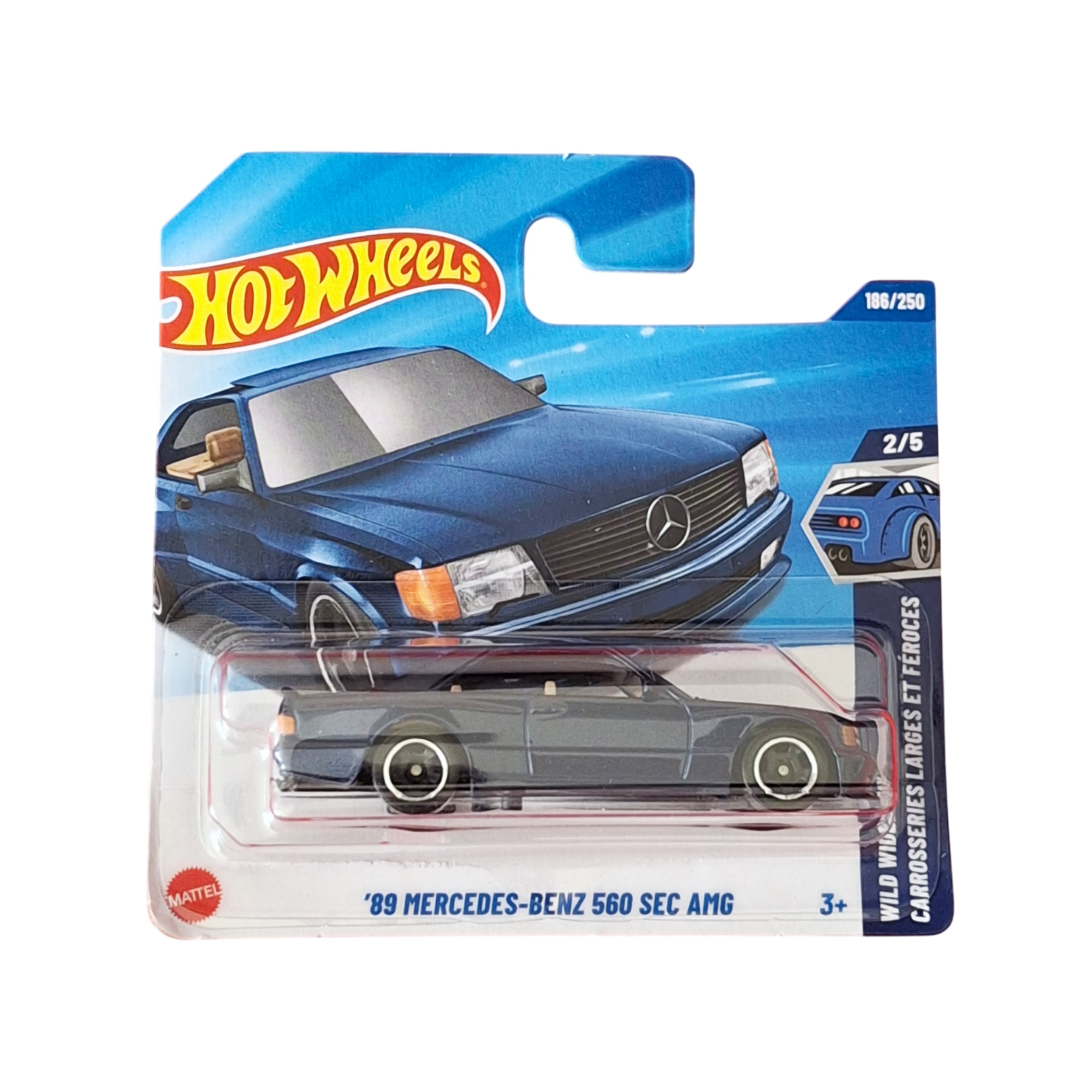 Masinuta, Hot Wheels, 89' Mercedes-Benz 560 SEC AMG, albastru, scara 1:64
