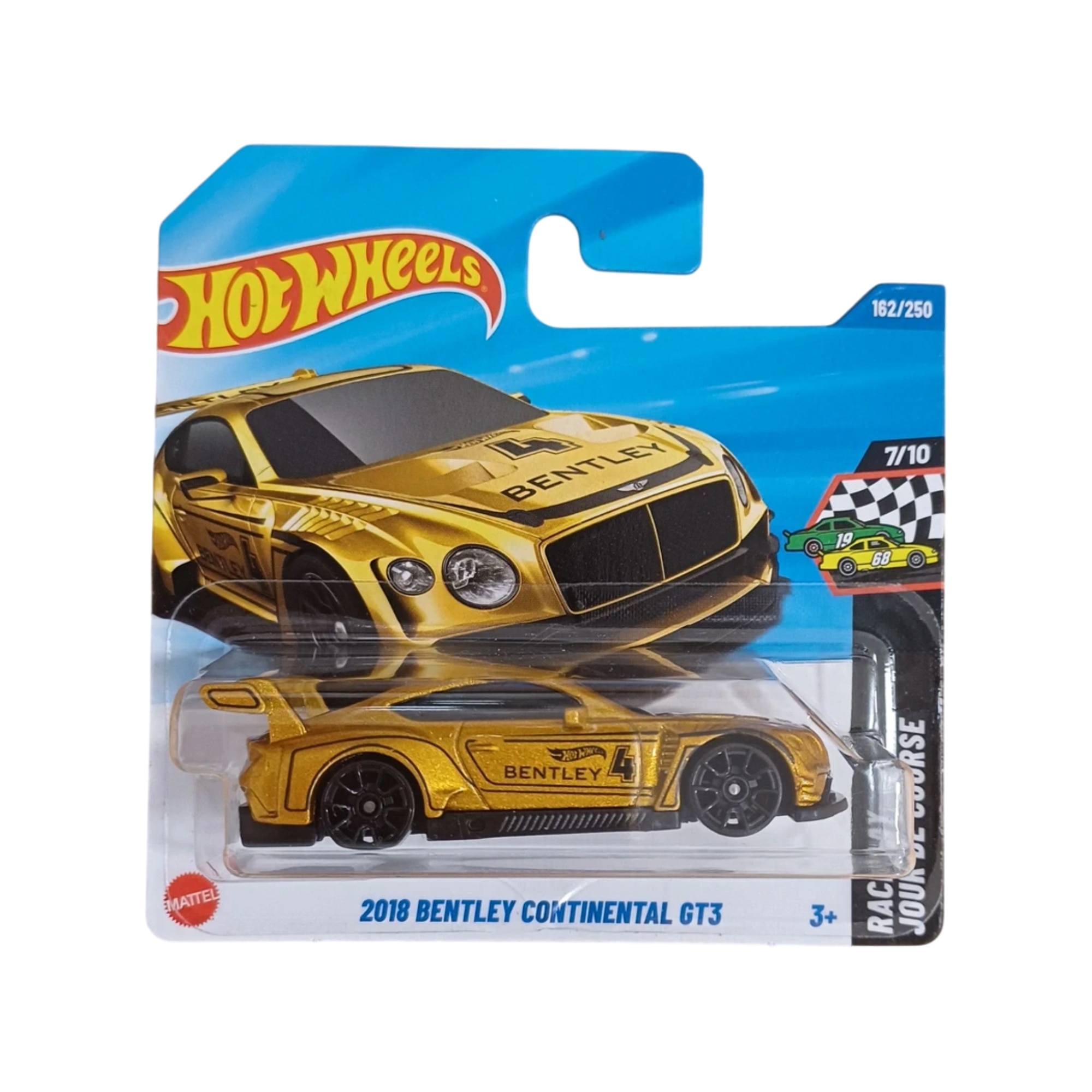 Masinuta Hot Wheels 2018 Bentley Continental GT3, auriu, scara 1:64, model 2025
