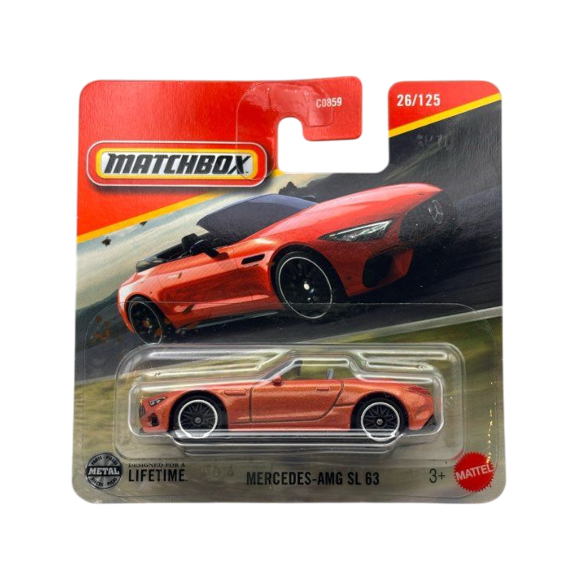 Masinuta Matchbox Mercedes AMG SL 63, portocalie, metal, scara 1:64