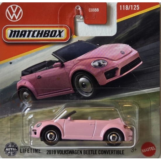 Masinuta Matchbox 2019 Volskwagen Beetle Convertible, editia 2025, 1:64, Roz