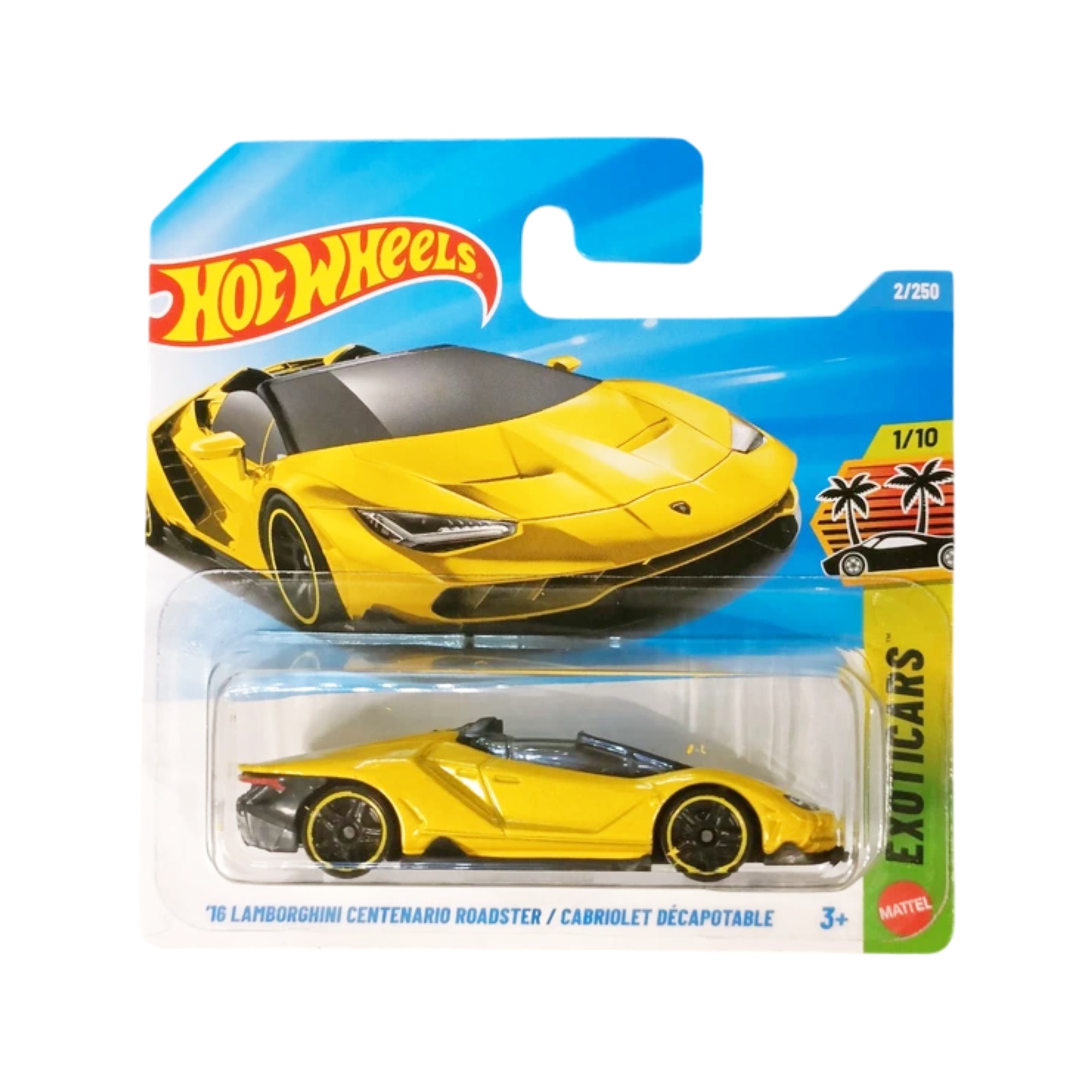 Masinuta Hot Wheels Lamborghini Centenario Roadster '16, galben, scara 1:64 - model 2025