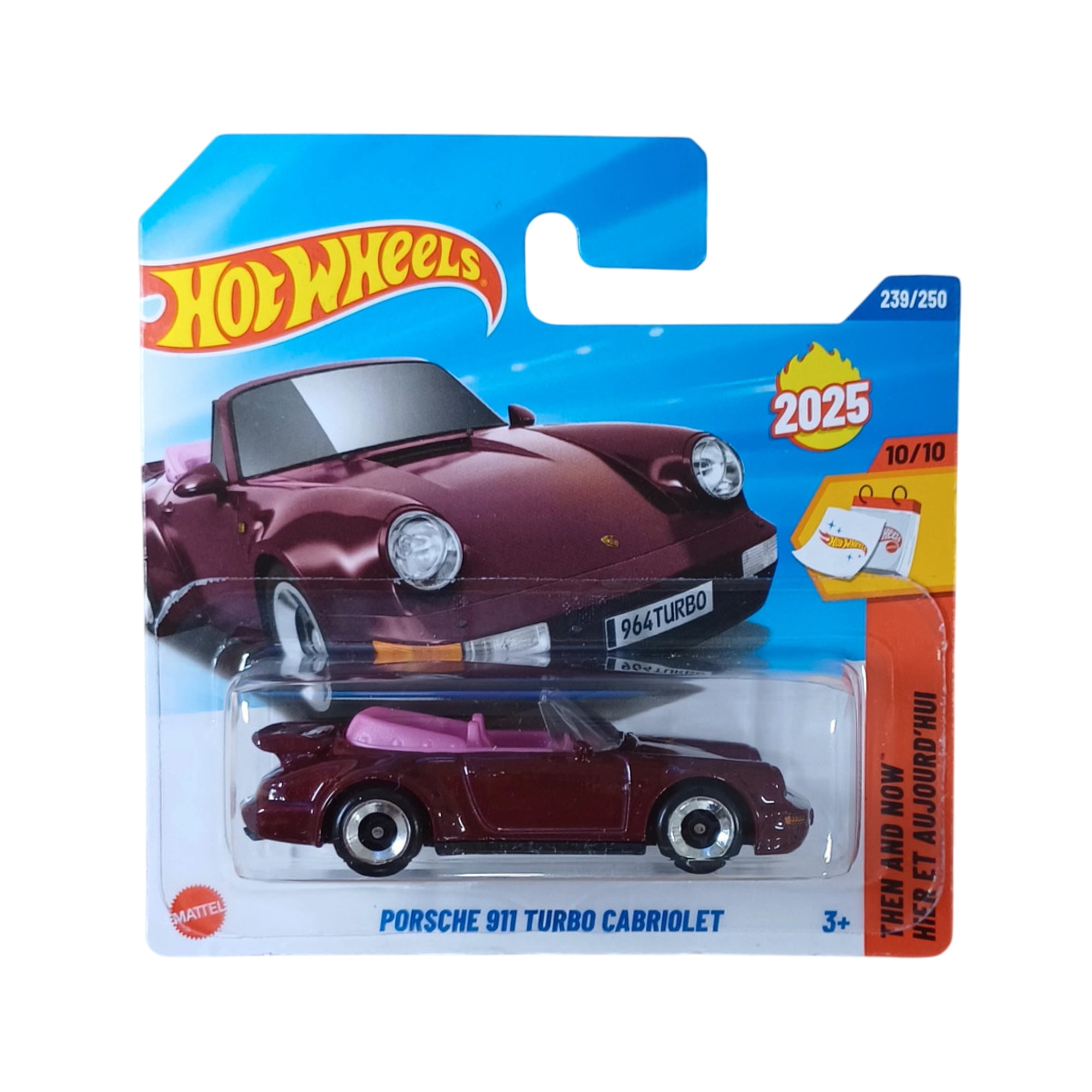 Masinuta Hot Wheels Porsche 911 Turbo Cabriolet, visiniu, scara 1:64 - model 2025