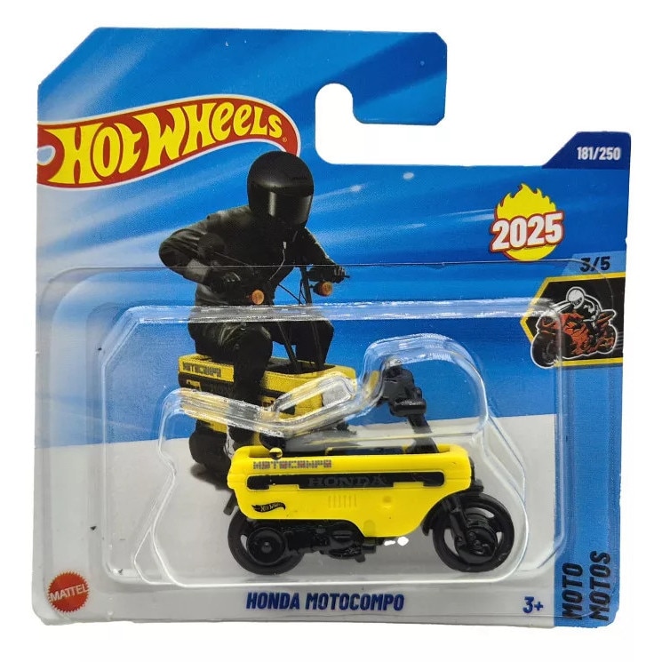 Motocicleta Hot Wheels Honda Motocompo, galben, 1:64, metalica 4-5 cm