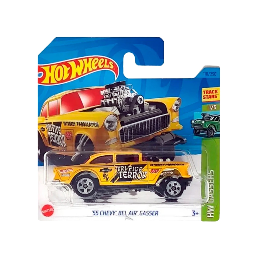 Masinuta Hot Wheels '55 Chevy Bel Air Gasser, HW Gassers, Galben, 1:64