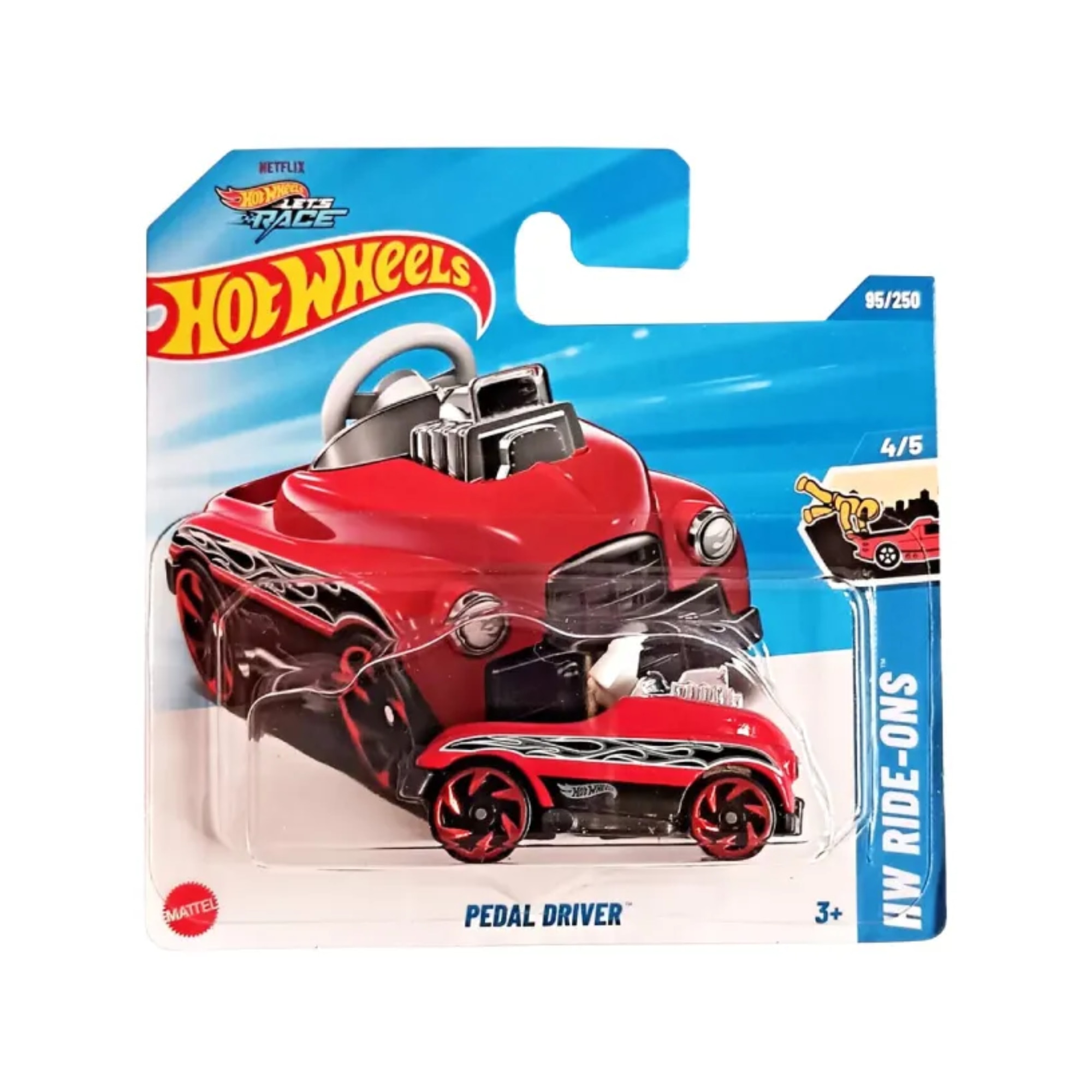 Masinuta Hot Wheels Pedal Driver - Treasure Hunt, rosu, scara 1:64 - model 2025