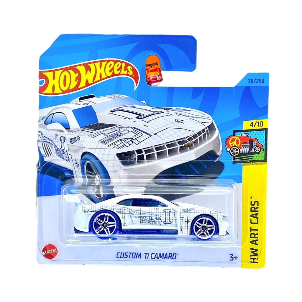 Masinuta Hot Wheels Custom 11 Camaro, HW Art Cars 2021, Alb, 1:64