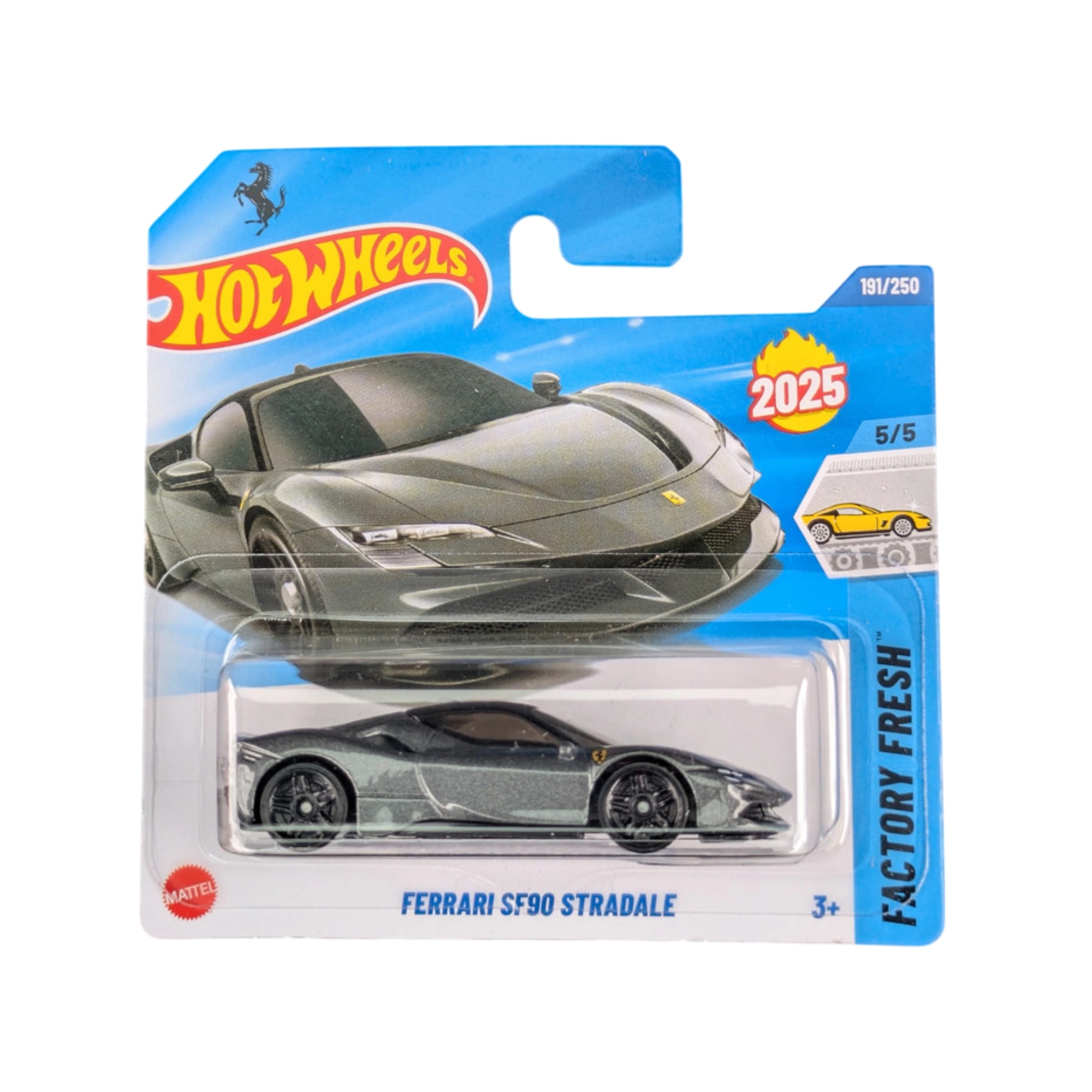 Masinuta Hot Wheels Ferrari SF90 Stradale, gri, scara 1:64 - model 2025