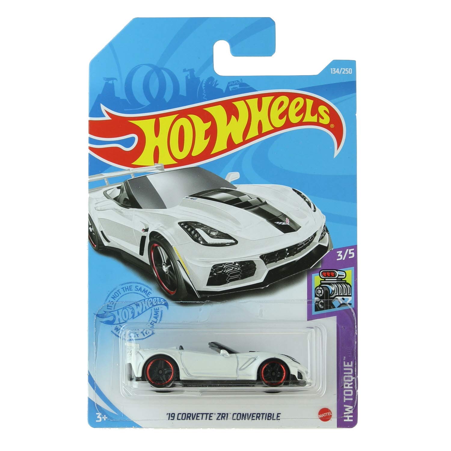 Masinuta Metalica Hot Wheels, 2019 Corvette ZR1 Convertible, Alb, 1:64