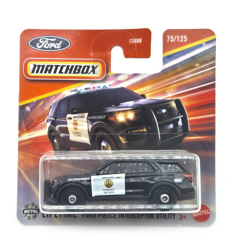 Masinuta metalica Matchbox, Ford Police Interceptor Utility, Alb/Negru, 1:64
