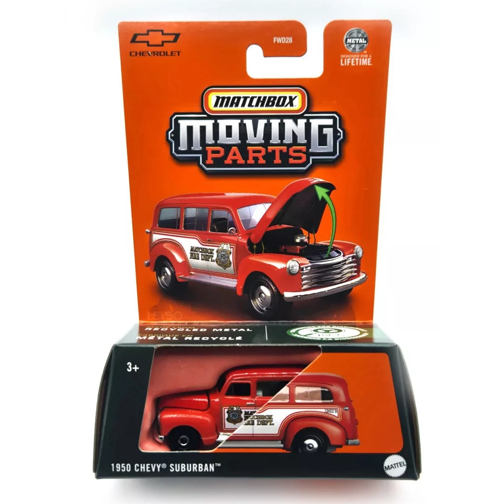 Masinuta metalica Matchbox, Chevy Suburban 1950, Rosu, Parti mobile, 1:64