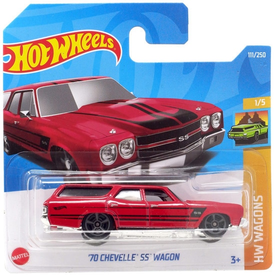 Masinuta Metalica Hot Wheels, 1970 Chevelle SS Wagon, Rosu, 1:64